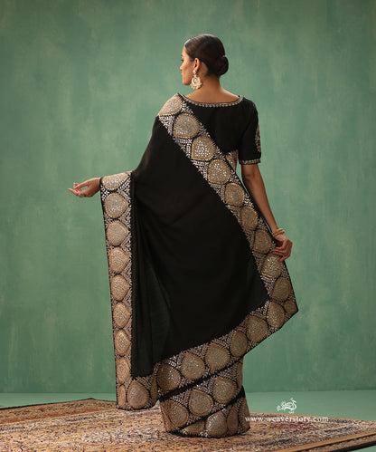 Black_Chiniya_Silk_Saree_With_Gota_Hand_Embroidery_WeaverStory_03