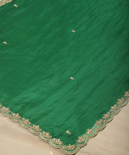 Green_Organza_Handloom_Scalloped_Border_Zardozi_Embroidered_Dupatta_WeaverStory_03