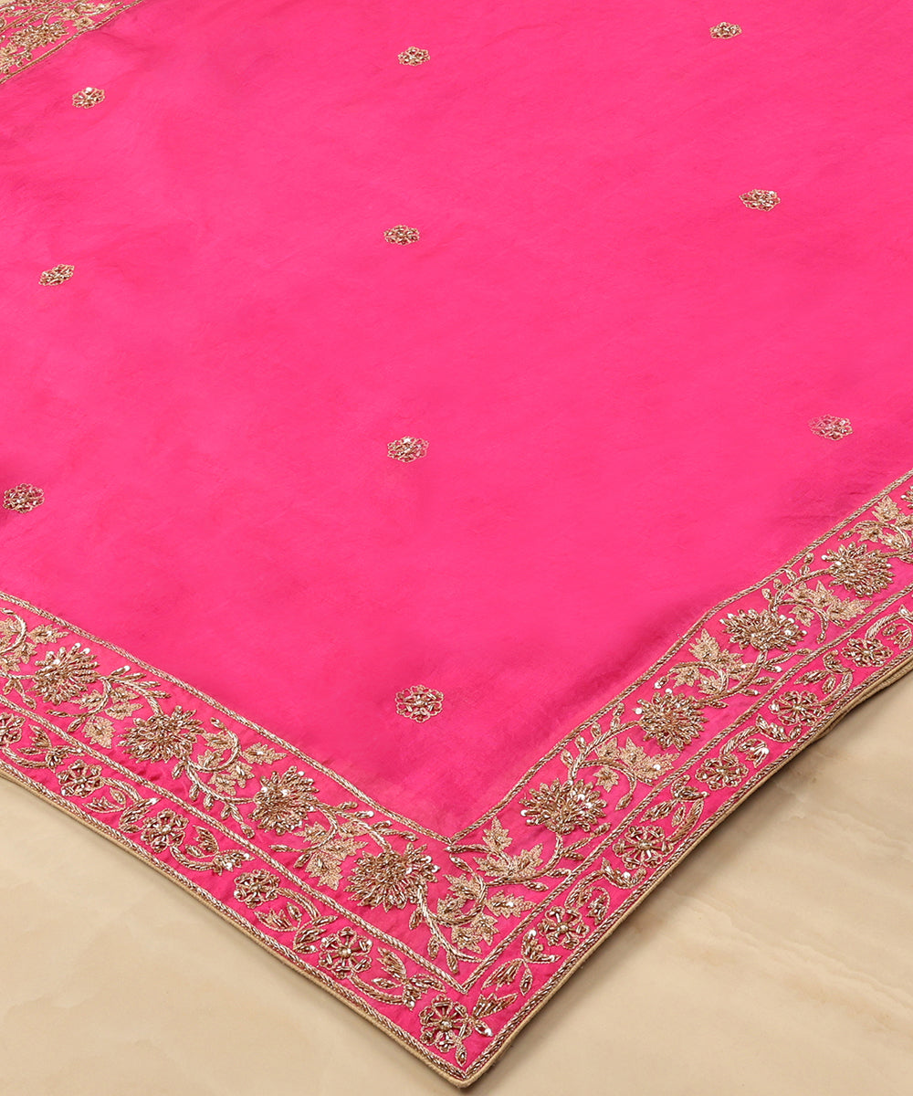 Hot_Pink_Handloom_Organza_Dupatta_With_Heavy_Double_Border_Embroidery_WeaverStory_03