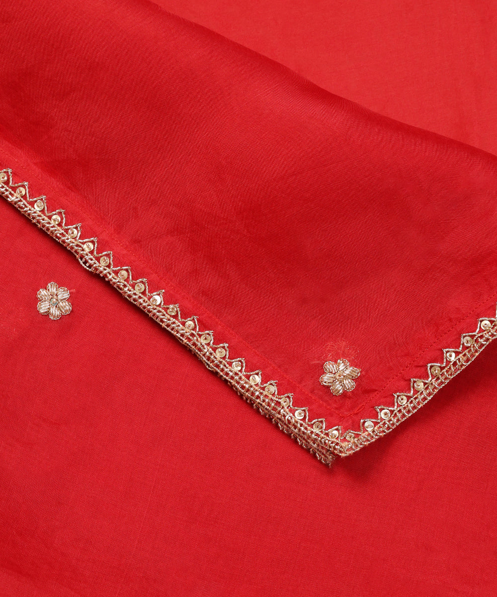 Red_Handloom_Organza_Dupatta_With_Booti_And_Embroidered_Border_WeaverStory_04
