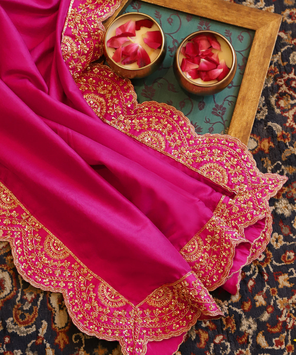 Magenta_Pure_Mulberry_Silk_Dupatta_With_Hand_Embroidered_Zardozi_Scalloped_Border_WeaverStory_01