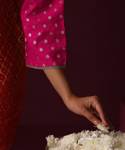 Hot Pink And Orange Kalidar Suit With Hot Pink Dhoti