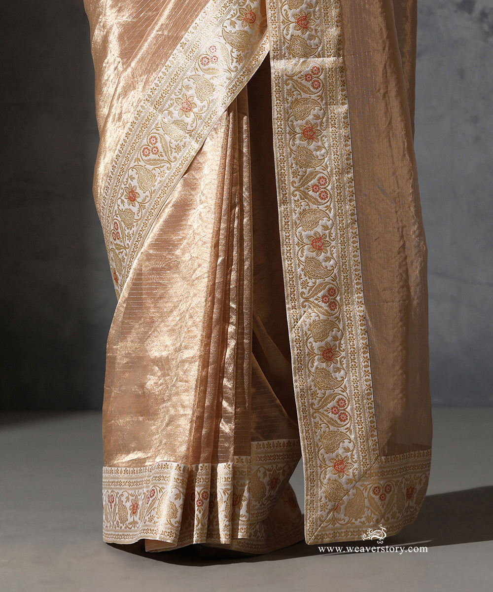 Gold_Tissue_Saree_With_White_Banarasi_Border_WeaverStory_04