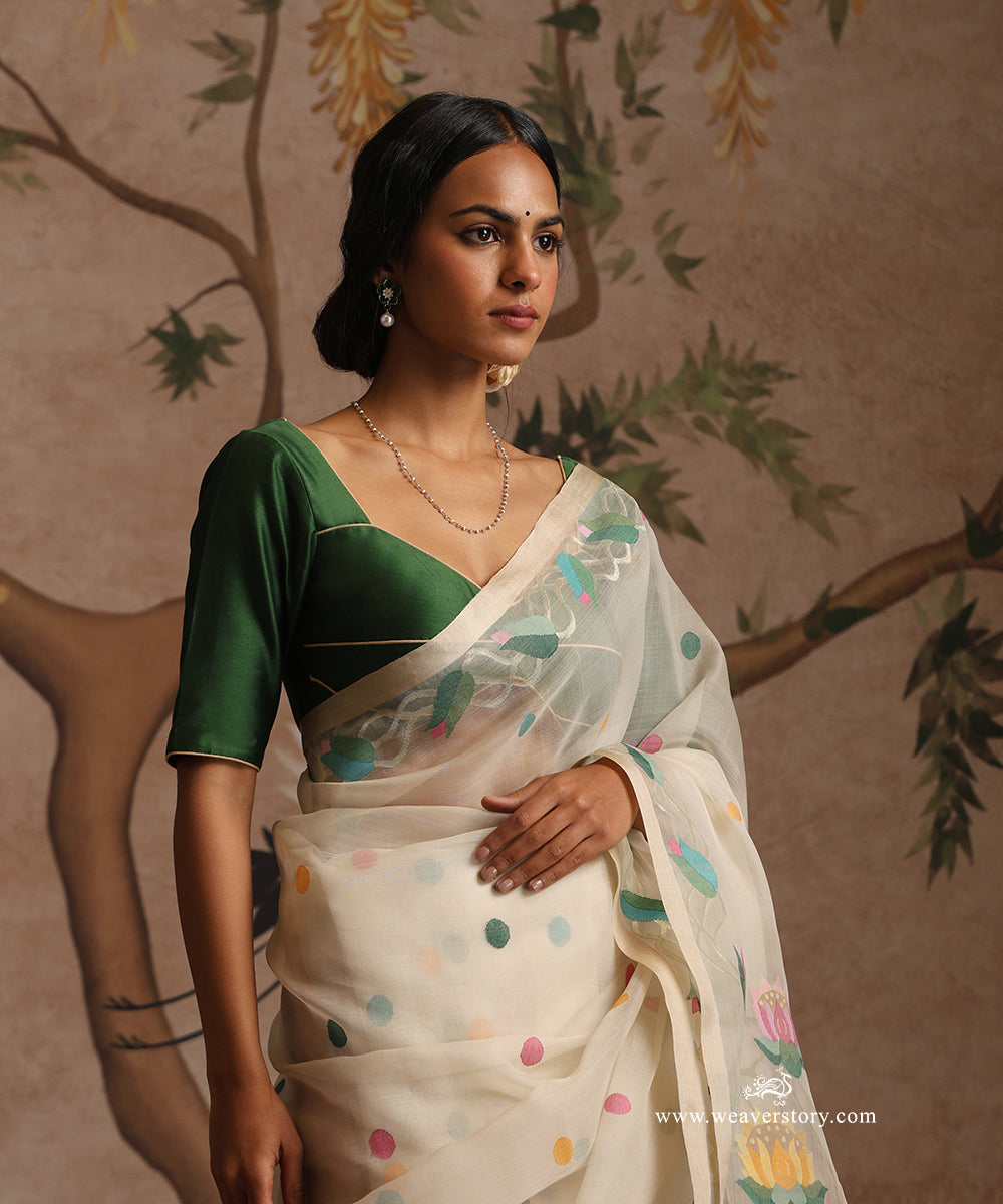 Green_Hand_Embroidered_Pure_Chanderi_Silk_Choli_Cut_Blouse_with_Gold_Piping_WeaverStory_02