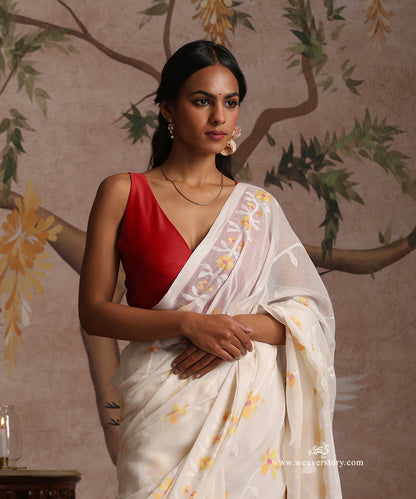 Red_Handloom_Pure_Chanderi_Silk_Sleeveless_Choli_Cut_Blouse_WeaverStory_02