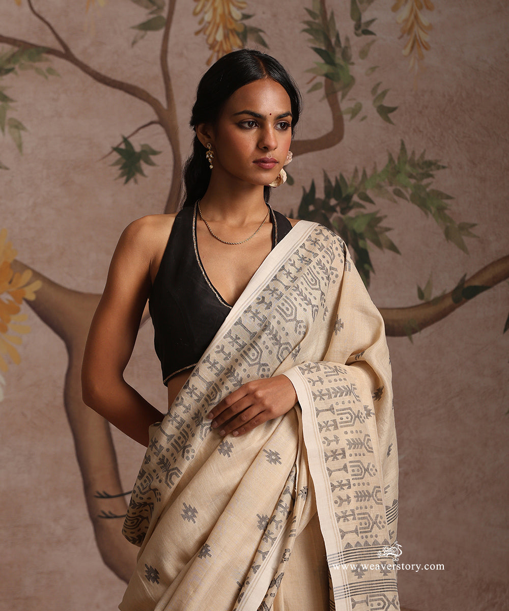 Black_Hand_Embridered_Pure_Chanderi_Silk_Blouse_with_Neck_Embroidery_WeaverStory_02