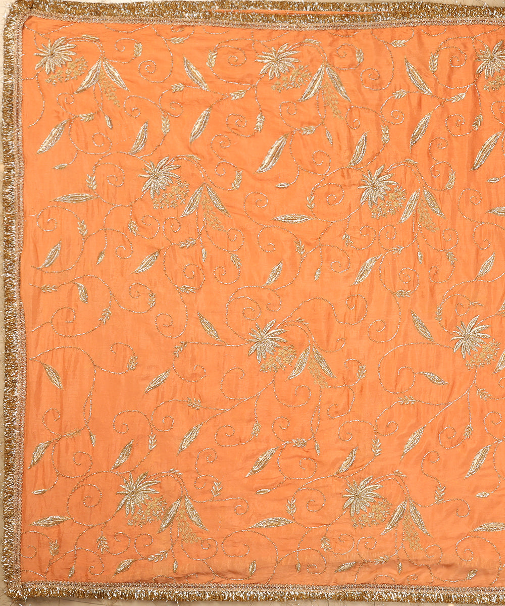 Peach_Handloom_Chiffon_Dupatta_With_Hand_Embroidery_WeaverStory_02