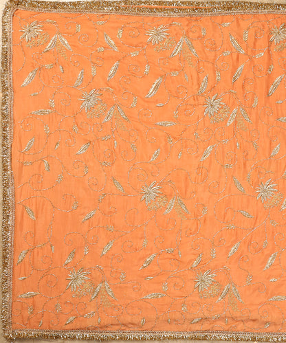 Peach_Handloom_Chiffon_Dupatta_With_Hand_Embroidery_WeaverStory_02
