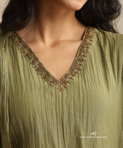 Olive_Green_Handloom_Mul_Chanderi_Churidar_Suit_Set_With_Dabka_Pitta_Hand_Work_WeaverStory_06