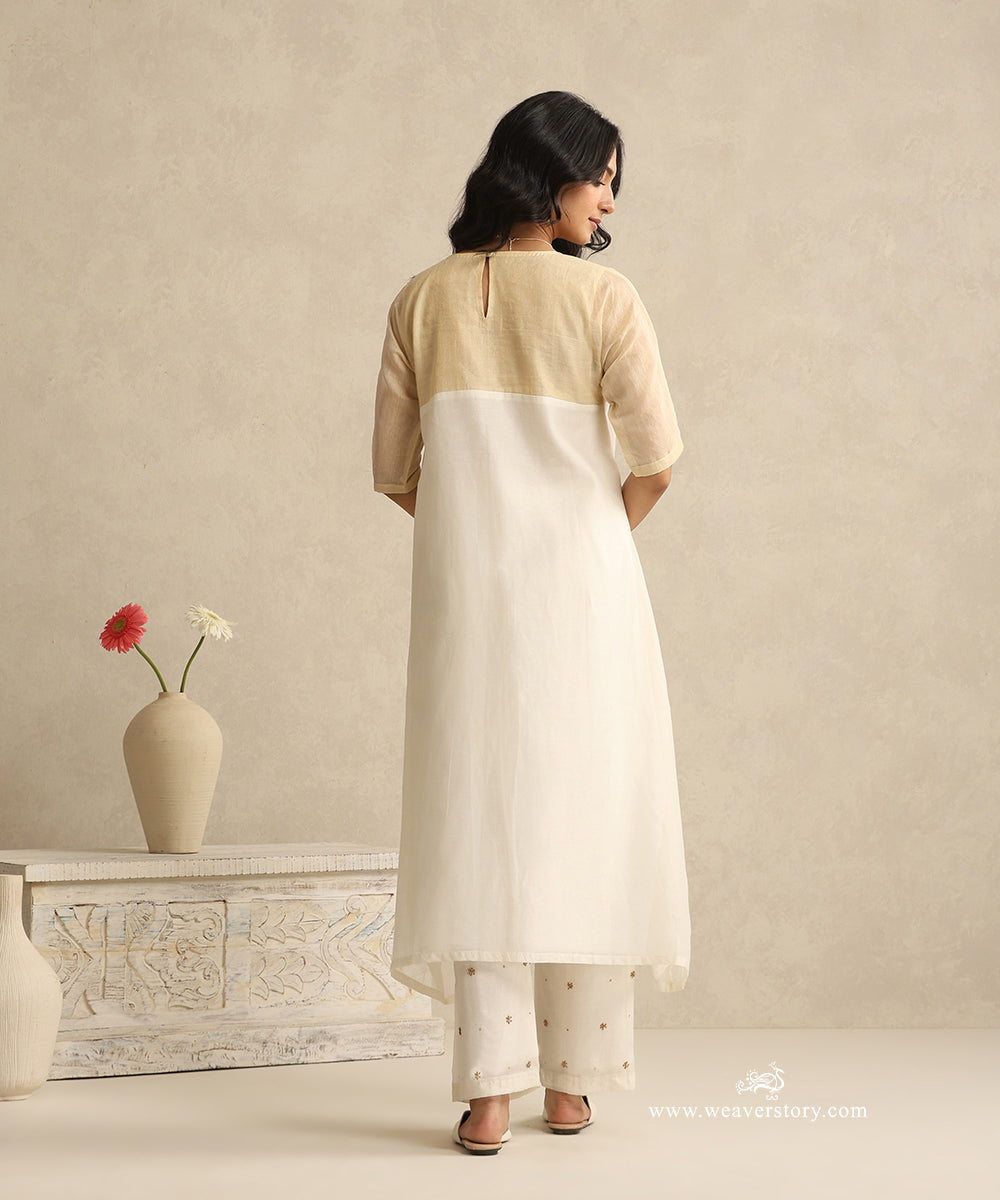 Off_White_Handloom_Mul_Chanderi_Suit_With_Cotton_Tissue_Yoke_And_Embroiderd_Pant_WeaverStory_04