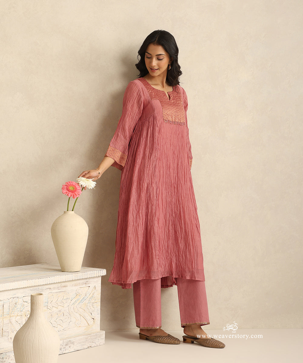 Old_Rose_Handloom_Mul_Chanderi_Suit_Stripe_Tissue_Yoke_With_Embroiderd_Pant_WeaverStory_01