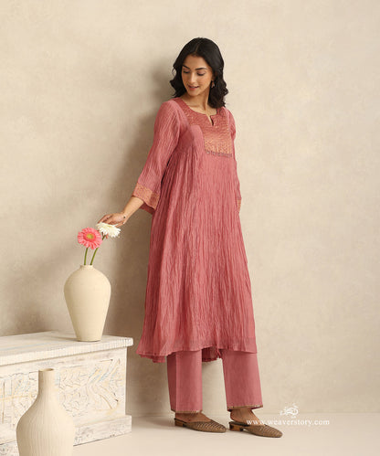 Old_Rose_Handloom_Mul_Chanderi_Suit_Stripe_Tissue_Yoke_With_Embroiderd_Pant_WeaverStory_01