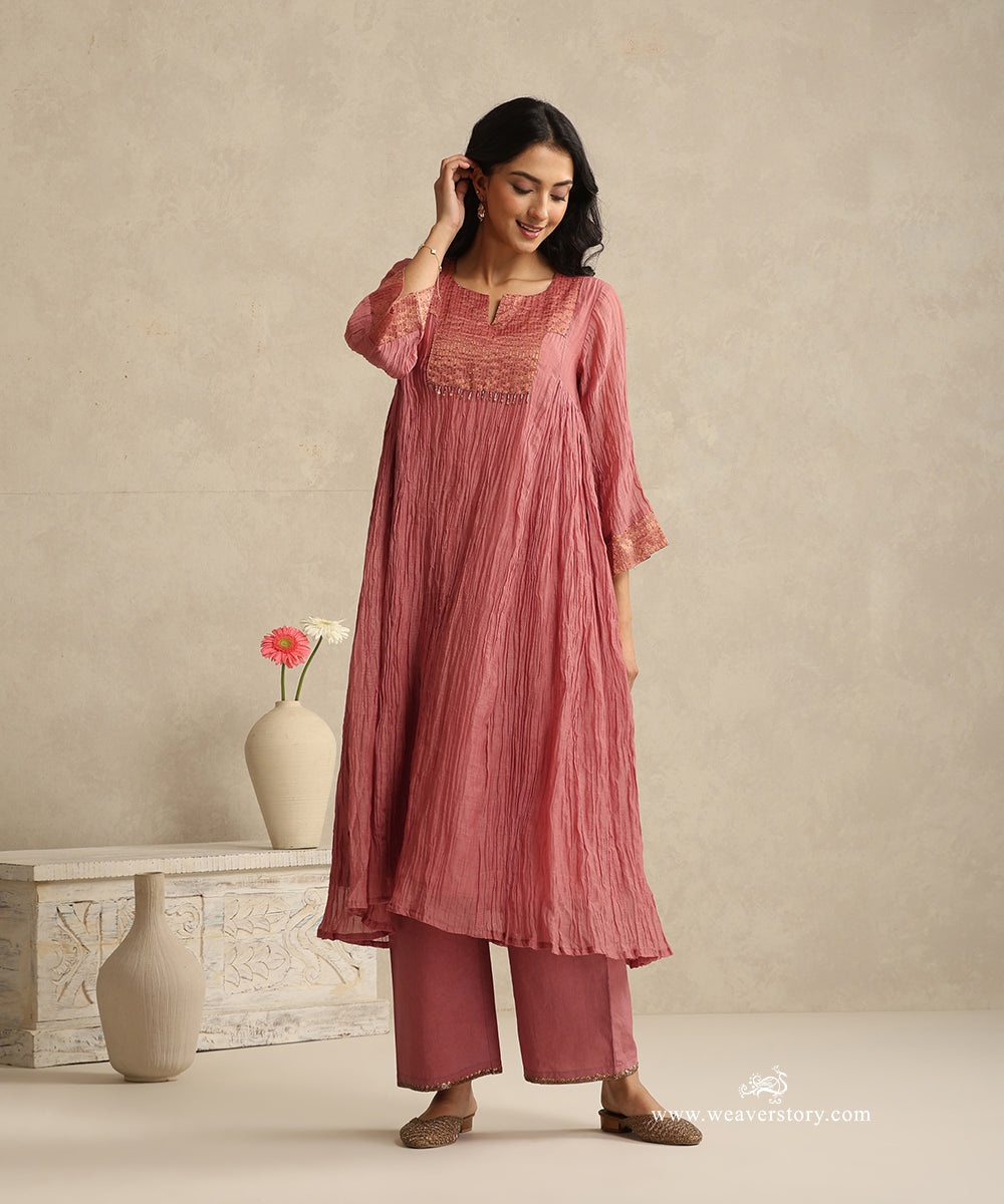 Old_Rose_Handloom_Mul_Chanderi_Suit_Stripe_Tissue_Yoke_With_Embroiderd_Pant_WeaverStory_02