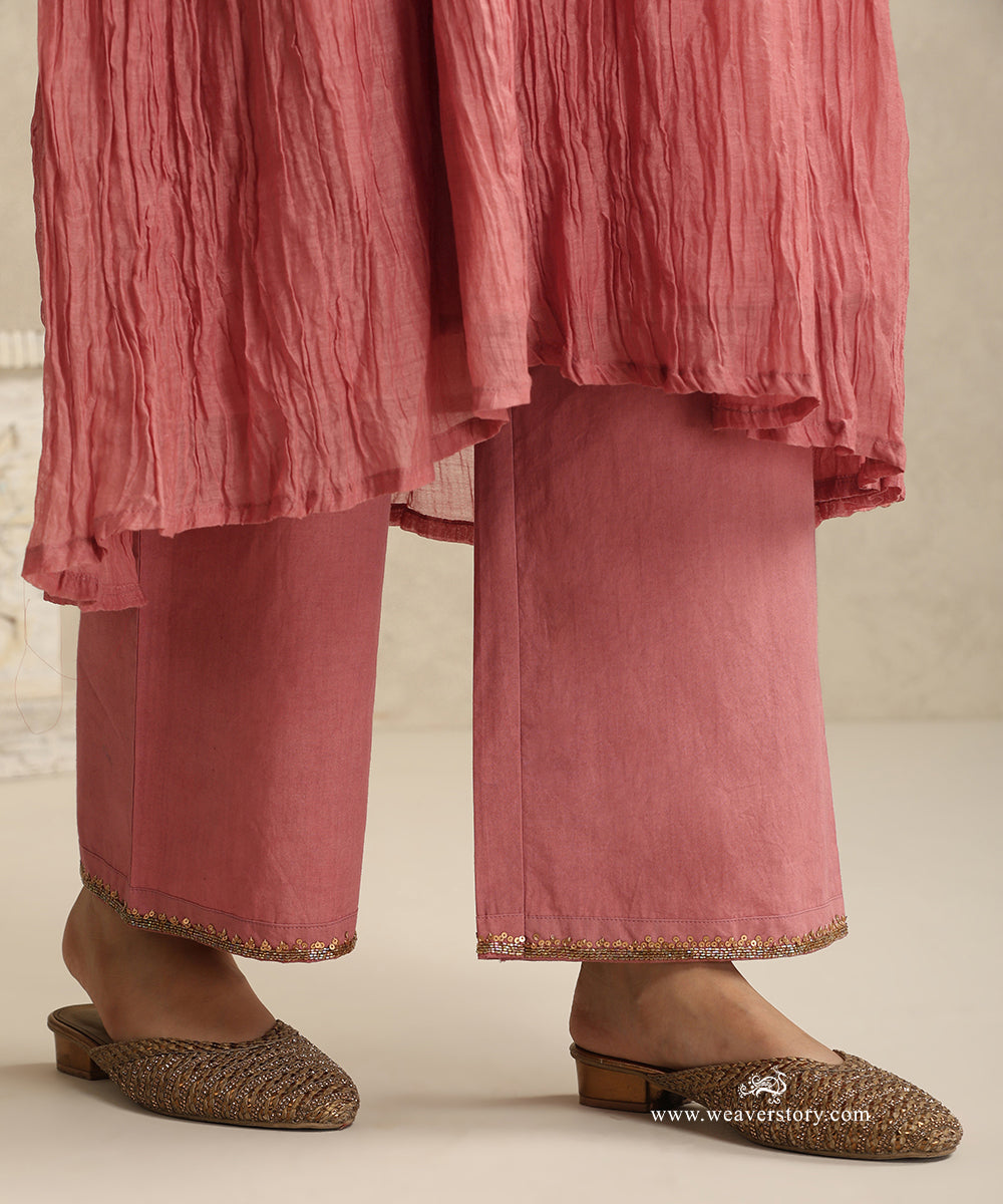 Old_Rose_Handloom_Mul_Chanderi_Suit_Stripe_Tissue_Yoke_With_Embroiderd_Pant_WeaverStory_04
