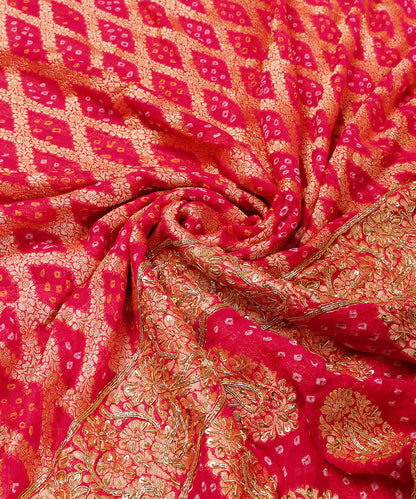 Hot_Pink_Bandhani_Dupatta_With_Hand_Embroidery_WeaverStory_05