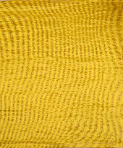 Full view of yellow striped Tissue Chanderi dupatta featuring closely placed linear zari tagai across its luminous surface.