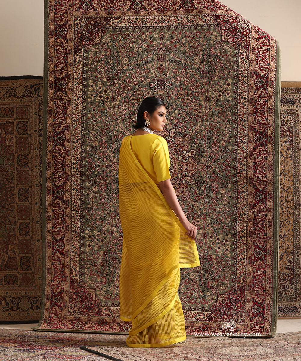 Yellow_Stripe_Tissue_Saree_With_Chanderi_Fnishing_WeaverStory_03