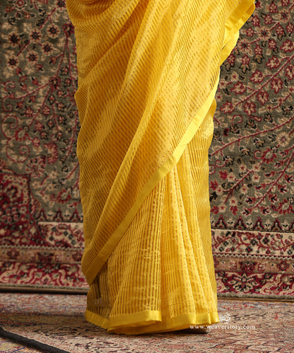 Yellow_Stripe_Tissue_Saree_With_Chanderi_Fnishing_WeaverStory_04