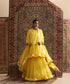 Yellow Pure Silk Organza Lehenga Set with Handcrafted Lampi Gota Border Dupatta