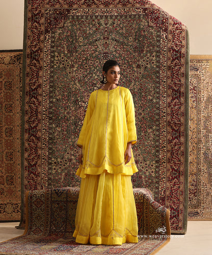 Yellow_Light_Organza_Lehenga_Lehenga_Set_With_Hand_Embroidery_WeaverStory_04