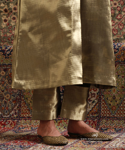 Gold_ZigZag_Tissue_Silk_Brocade_Dress_With_Pant_WeaverStory_06
