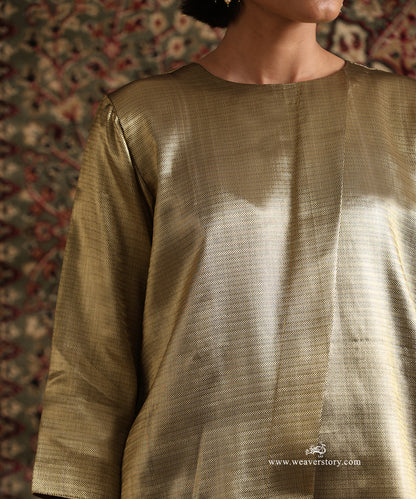 Gold_ZigZag_Tissue_Silk_Brocade_Dress_With_Pant_WeaverStory_07