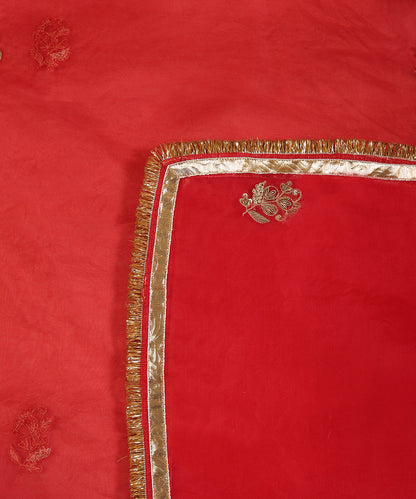 Red Organza Dupatta with Zardozi Farisha Boota, Gota and Kiran