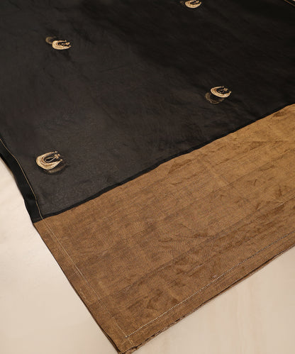 Black Silk Organza Dupatta with Zardozi Chand Booti and Gold Tissue Palla