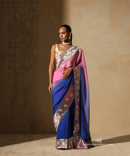 Light_Pink_Chiffon_And_Royal_Blue_Omre_Saree_With_Banarasi_Sona_Rupa_Border_WeaverStory_01