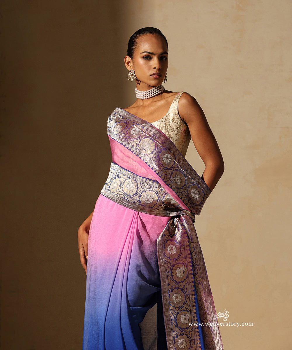 Light_Pink_Chiffon_And_Royal_Blue_Omre_Saree_With_Banarasi_Sona_Rupa_Border_WeaverStory_02