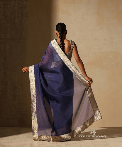 Navy_Blue_Handloom_Organza_Saree_With_Banarasi_Border_WeaverStory_03
