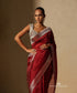 Maroon_Handloom_Organza_Saree_With_Shikargah_Border_WeaverStory_02