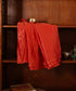 Red striped Tissue Chanderi dupatta with closely placed horizontal gold zari tagai