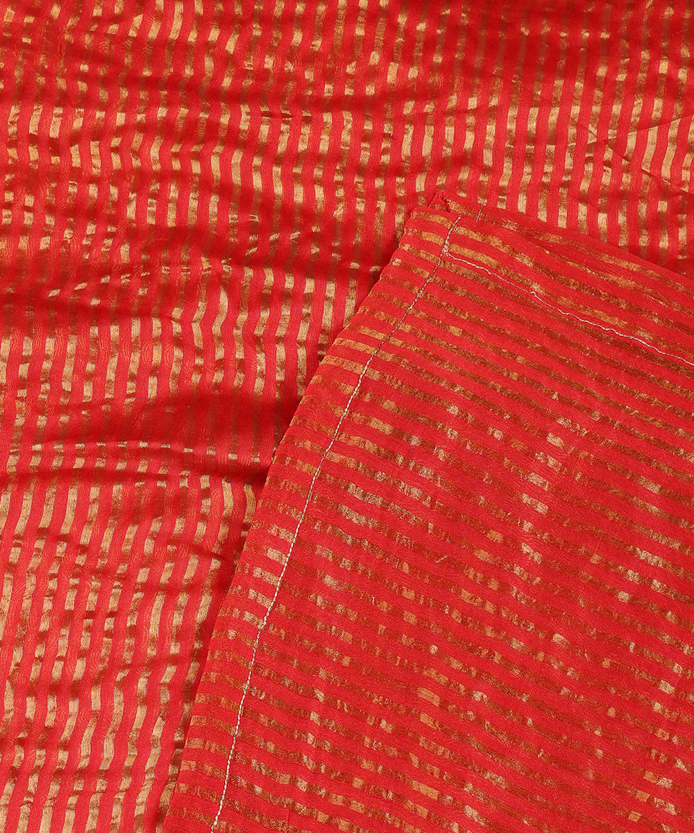 Red Striped Tissue Chanderi Dupatta with Zari Tagai