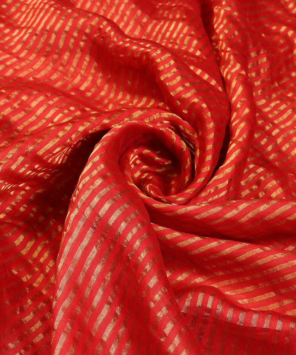 Red Striped Tissue Chanderi Dupatta with Zari Tagai