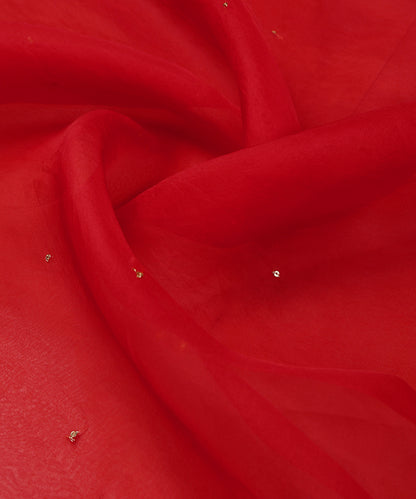 Red Silk Organza Dupatta with All-Over Sequins, Gota Lampi Border and Kiran