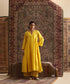 Yellow Pure Chanderi Silk Hand Embroidered Kurta Set by WeaverStory