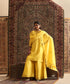 Yellow Pure Chanderi Silk Kurta and Sharara Set with Hand Embroidered Dupatta by WeaverStory