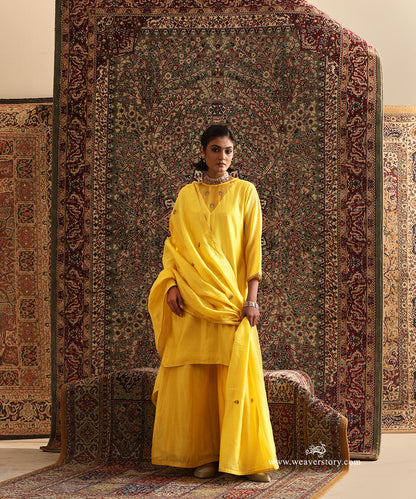 Yellow_Chanderi_Kurti_and_Sharara_with_Hand_Embroidered_Dupatta_WeaverStory_03