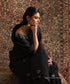 Midnight Black Pure Organza Silk Saree With Zardozi Booti from Antara by WeaverStory