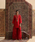 Red Pure Silk Organza Hand Embroidered Sharara Set by WeaverStory