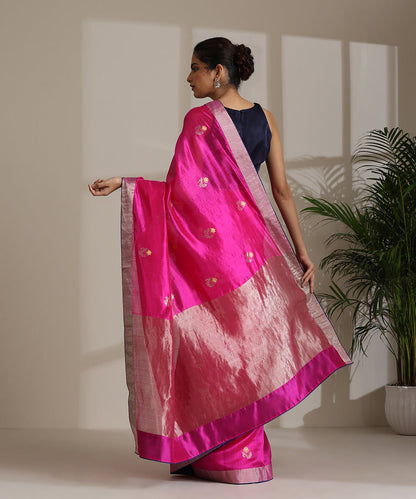 Hot_Pink_Handloom_Pure_Chanderi_Silk_Saree_With_Pure_Silk_Finishing_WeaverStory03