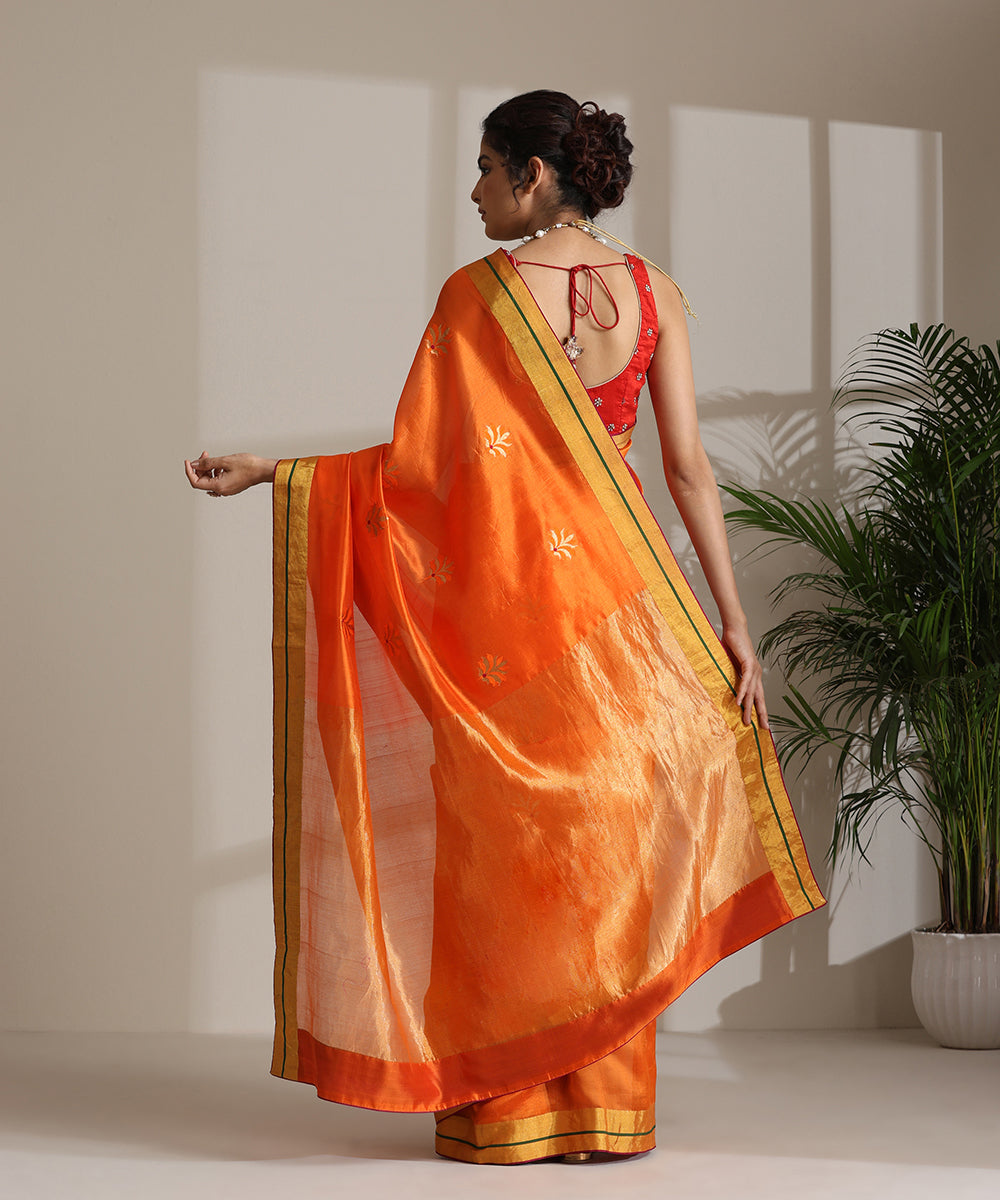 Orange_Handloom_Pure_Chanderi_Silk_Saree_With_Pure_Silk_Finishing_WeaverStory03