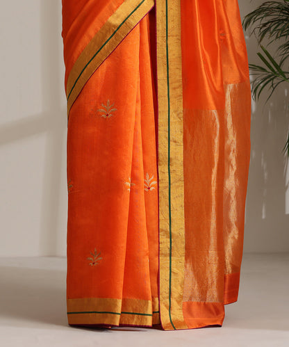 Orange_Handloom_Pure_Chanderi_Silk_Saree_With_Pure_Silk_Finishing_WeaverStory04