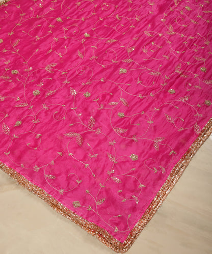 Hot_Pink_Handloom_Organza_Dupatta_with_Jaal_Embroidery_WeaverStory_03