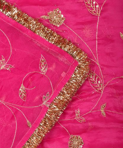 Hot_Pink_Handloom_Organza_Dupatta_with_Jaal_Embroidery_WeaverStory_04