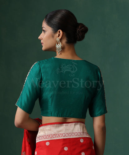 Verdian_Green_Pure_Silk_Blouse_With_Hand_Embroidred_Zardozi_WeaverStory_07