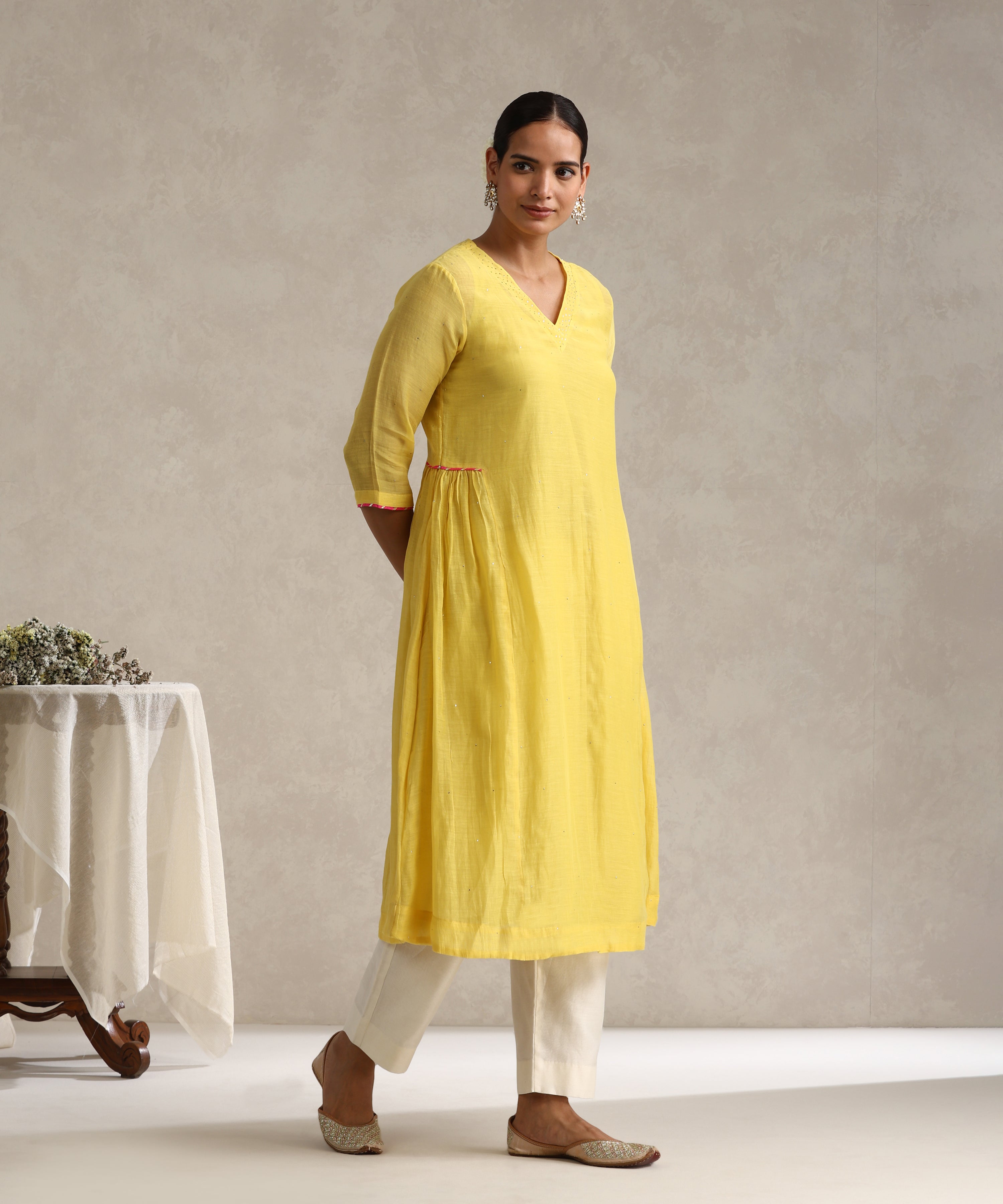 Mango_Yellow_Chanderi_Mulmul_Kurta_Set_With_Muqaish_Work_And_Cotton_Slip_Lining_WeaverStory_01