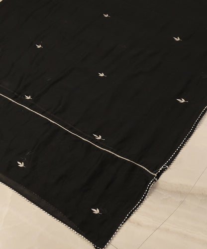Black_Handloom_Chanderi_Silk_Dupatta_With_Embroidery_WeaverStory_03