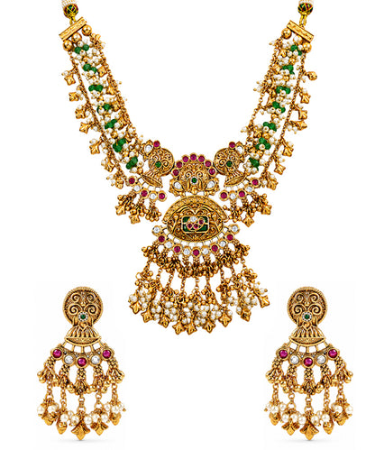 Chaand Phool Antique Necklace Set